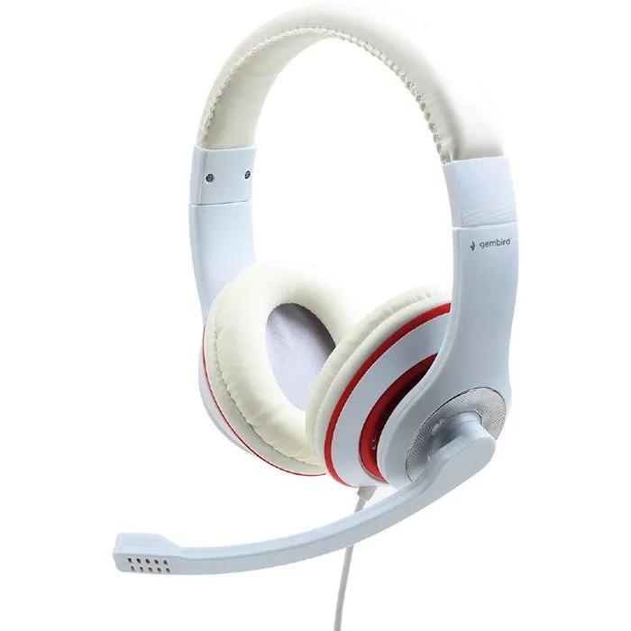 Навушники Gembird MHS-03 White/Red (MHS-03-WTRD) - Image 1
