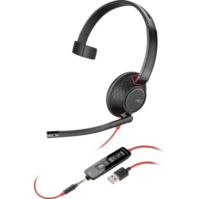 Навушники Poly Blackwire 5210 USB-A/USB-C 3.5 мм Black (8X230AA) - Image 1