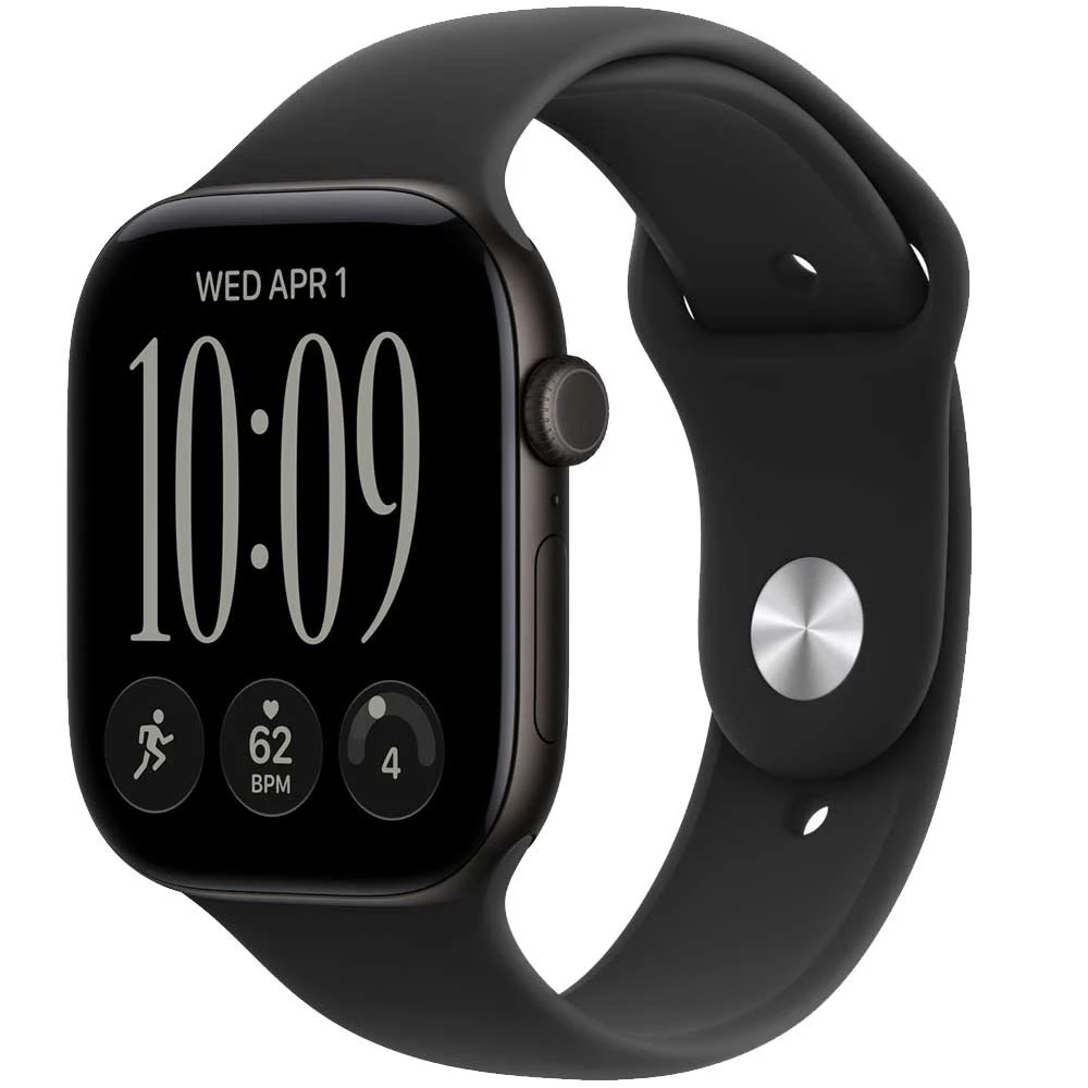 Смарт-годинник Apple Watch Series 12 GPS 46mm Black Aluminium Case with Black Sport Band - M/L (MJEL4RK/A)
