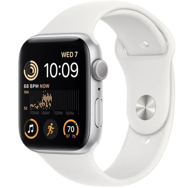 Смарт-годинник Apple Watch SE GPS 44mm Silver Aluminium Case with White Sport Band - Regular (MNK23UL/A) - Image 1