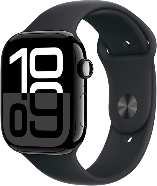 Смарт-годинник Apple Watch Series 10 GPS 46mm Jet Black Aluminium Case with Black Sport Band - S/M (MWWP3)