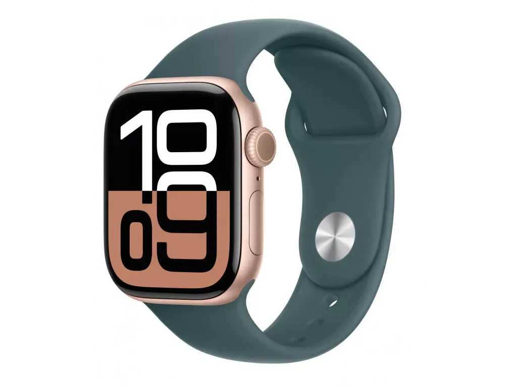 Смарт-годинник Apple Watch Series 10 GPS 46mm Rose Gold Aluminium Case with Light Green Sport Band M/L (MWX23+MXLR3)