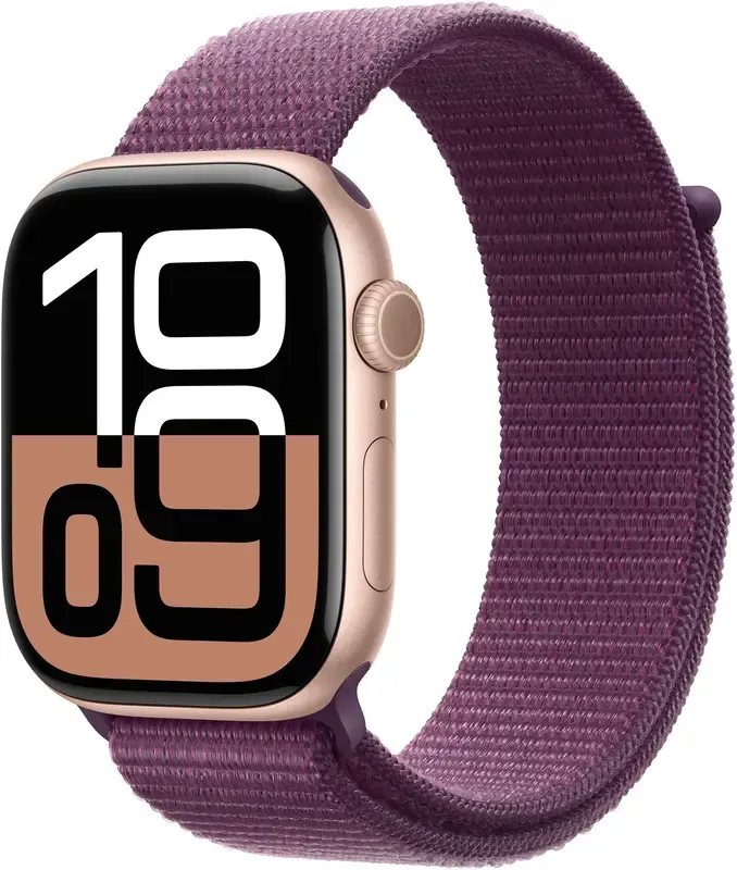Смарт-годинник Apple Watch Series 10 GPS 46mm Rose Gold Aluminum Case with Plum Sport Loop (MWWV3)