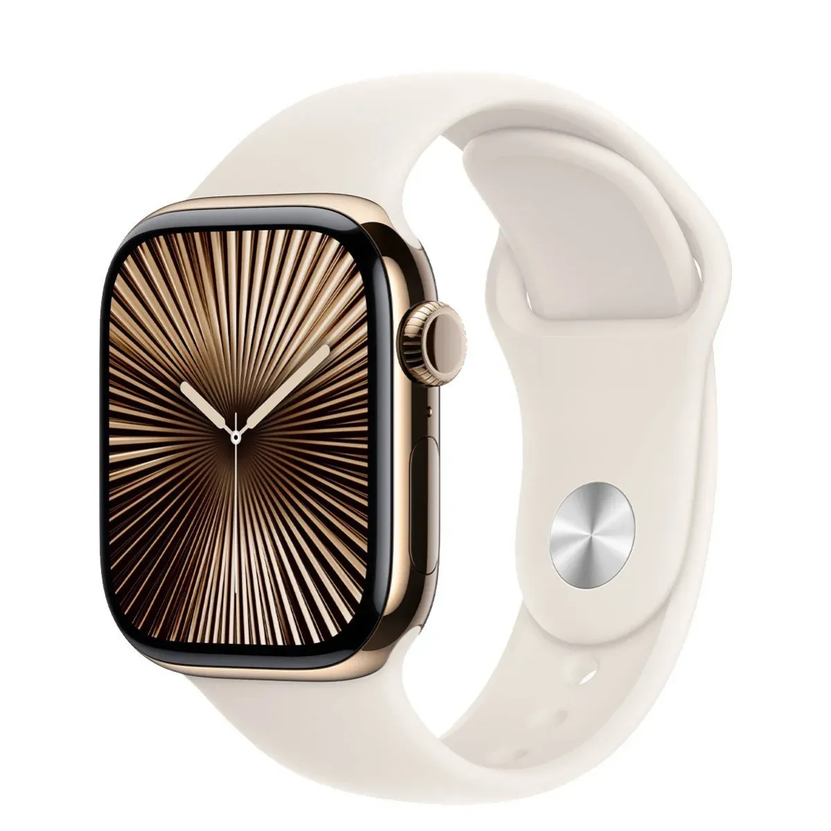 Смарт-годинник Apple Watch Series 10 GPS + Cellular 42mm Gold Titanium Case with Starlight Sport Band - M/L (MX073)