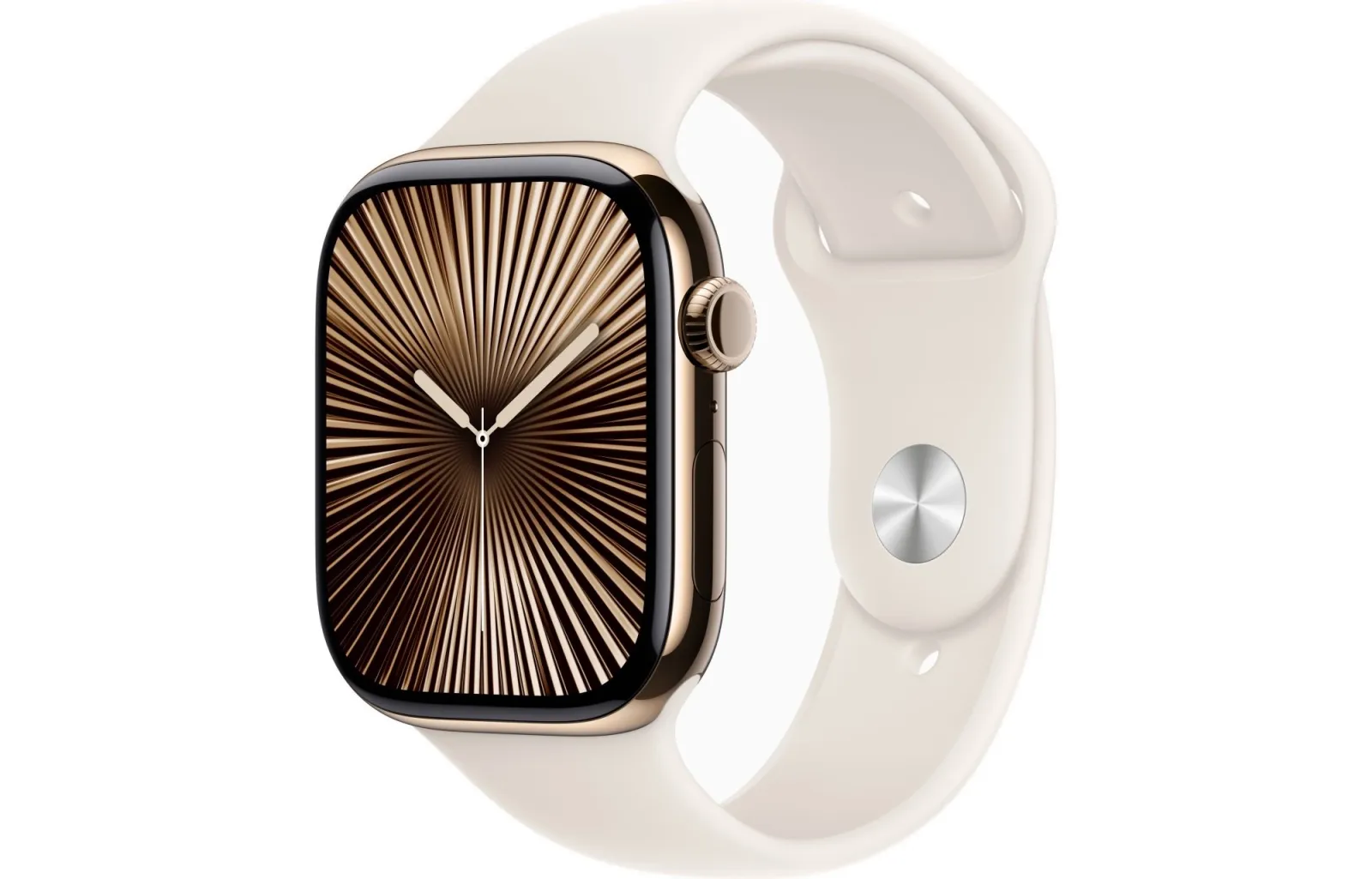 Смарт-годинник Apple Watch Series 10 GPS + Cellular 42mm Gold Titanium Case with Starlight Sport Band - S/M (MX063) - Image 1
