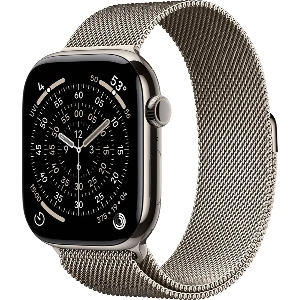 Смарт-годинник Apple Watch Series 11 GPS + Cellular 46mm Natural Titanium Case with Natural Milanese Loop - S/M (MFCY4)