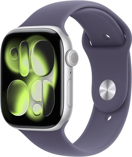 Смарт-годинник Apple Watch Series 11 GPS + Cellular 46mm Silver Aluminium Case with Purple Fog Sport Band - M/L (MFCR4)