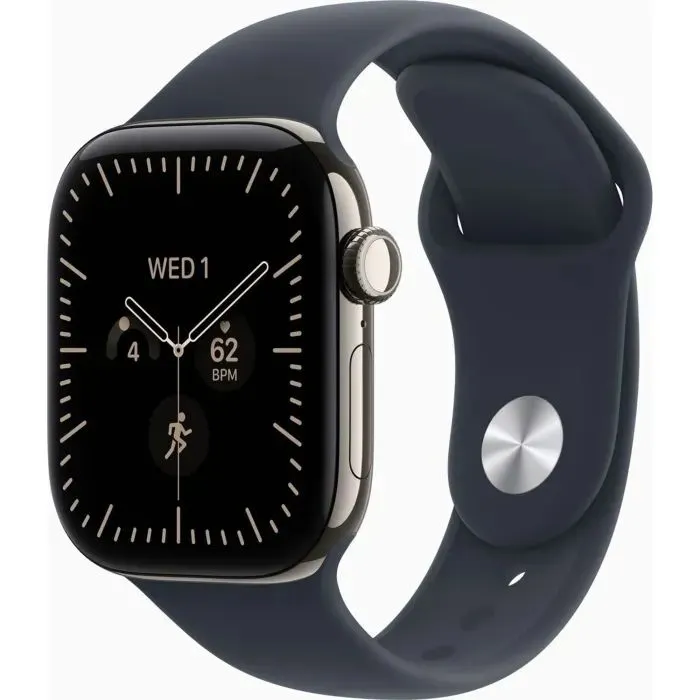 Смарт-годинник Apple Watch Series 12 GPS + Cellular 42mm Natural Titanium Case with Navy Blue Sport Band - S/M (MJGF4) - Image 1