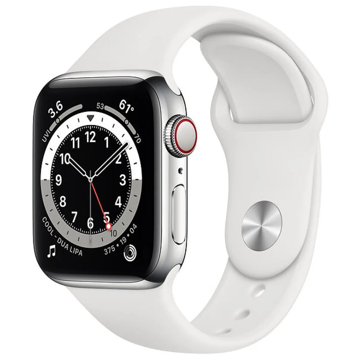 Смарт-годинник Apple Watch Series 6 GPS + Cellular 40mm Silver Stainless Steel Case with White Sport Band (M02U3) - Image 1