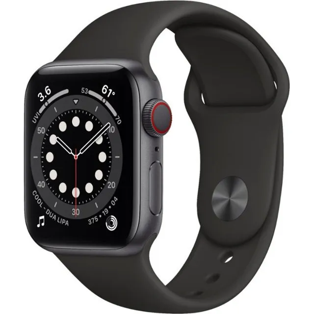 Смарт-годинник Apple Watch Series 6 GPS + Cellular 40mm Space Gray Aluminium Case with Black Sport Band (M02Q3)