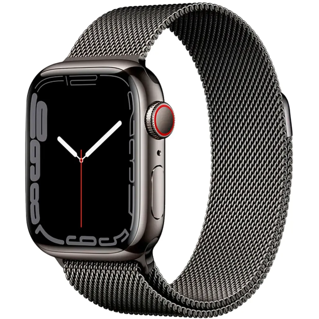Смарт-годинник Apple Watch Series 7 GPS + Cellular 41mm Graphite Stainless Steel Case with Graphite Milanese Loop (MKHK3)