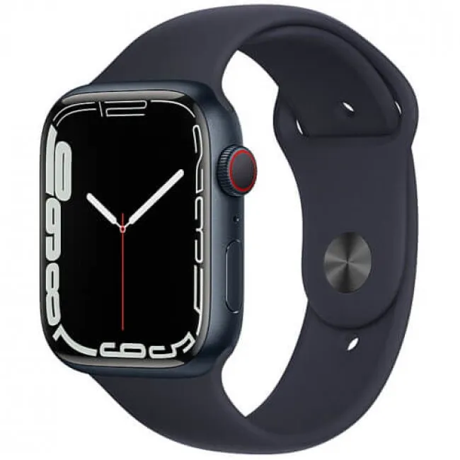 Смарт-годинник Apple Watch Series 7 GPS + Cellular 45mm Midnight Aluminum Case with Midnight Sport Band (MKJ73)