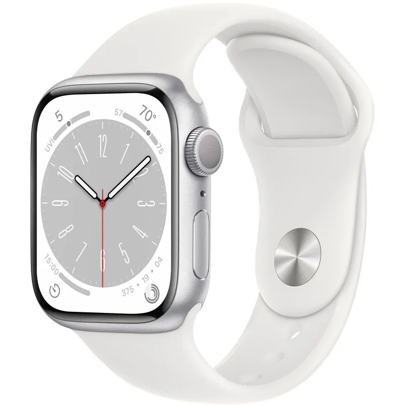 Смарт-годинник Apple Watch Series 8 GPS 45mm Silver Aluminum Case with White Sport Band - S/M (MP6P3)