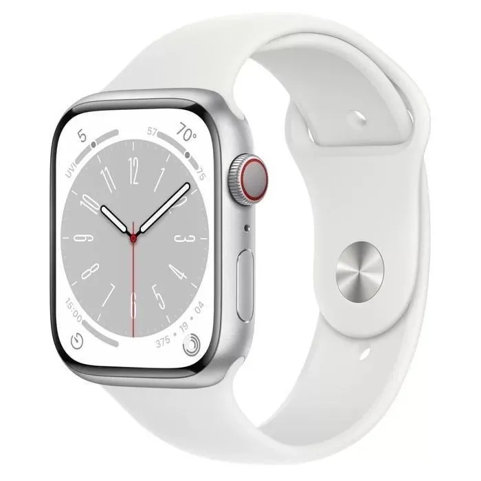 Смарт-годинник Apple Watch Series 8 GPS + Cellular 41mm Silver Stainless Steel Case with White Sport Band (MNJ53)