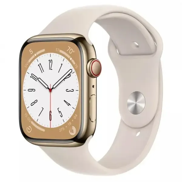 Смарт-годинник Apple Watch Series 8 LTE 45mm Gold S. Steel Case w. Starlight S. Band (MNKM3)