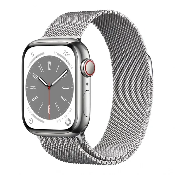 Смарт-годинник Apple Watch Series 8 LTE 45mm Silver Stainless Steel Case with Silver Milanese Loop (MNKJ3)