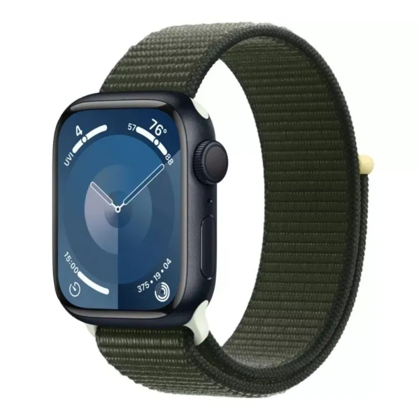 Смарт-годинник Apple Watch Series 9 GPS 41mm Midnight Aluminum Case with Cypress Sport Loop (MR9L3+MT573)