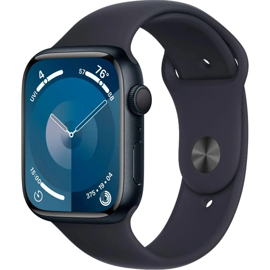 Смарт-годинник Apple Watch Series 9 GPS 45mm Midnight Aluminium Case with Storm Blue Sport Band M/L (MR9Q3+MT3R3)