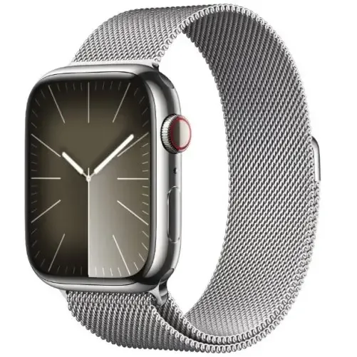 Смарт-годинник Apple Watch Series 9 GPS + Cellular 41mm Silver S. Steel Case w. Silver Milanese Loop (MRJ43)