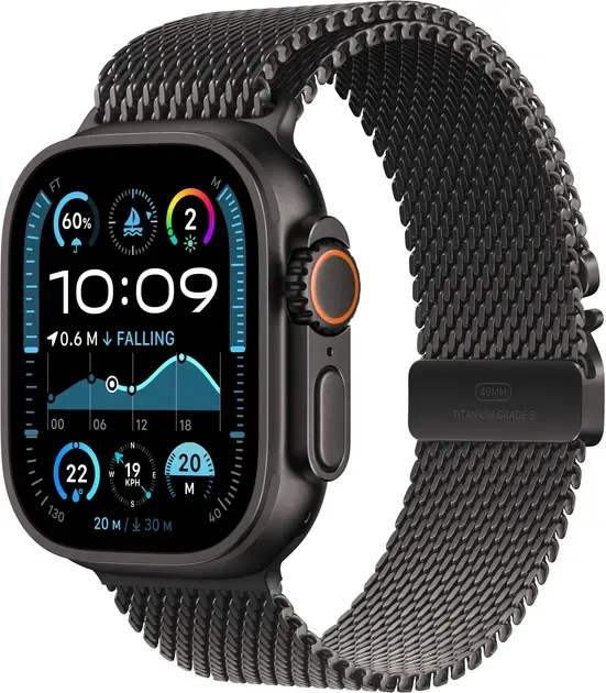 Смарт-годинник Apple Watch Ultra 2 GPS + Cellular 49mm Black Titan. Case w. Black Titanium Milanese Loop - Large (MYTC3)