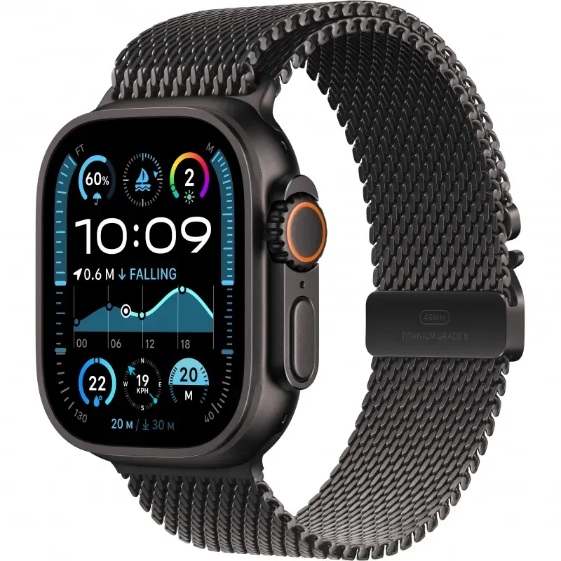 Смарт-годинник Apple Watch Ultra 2 GPS + Cellular 49mm Black Titanium Case with Black Titanium Milanese Loop - M (MX5U3)