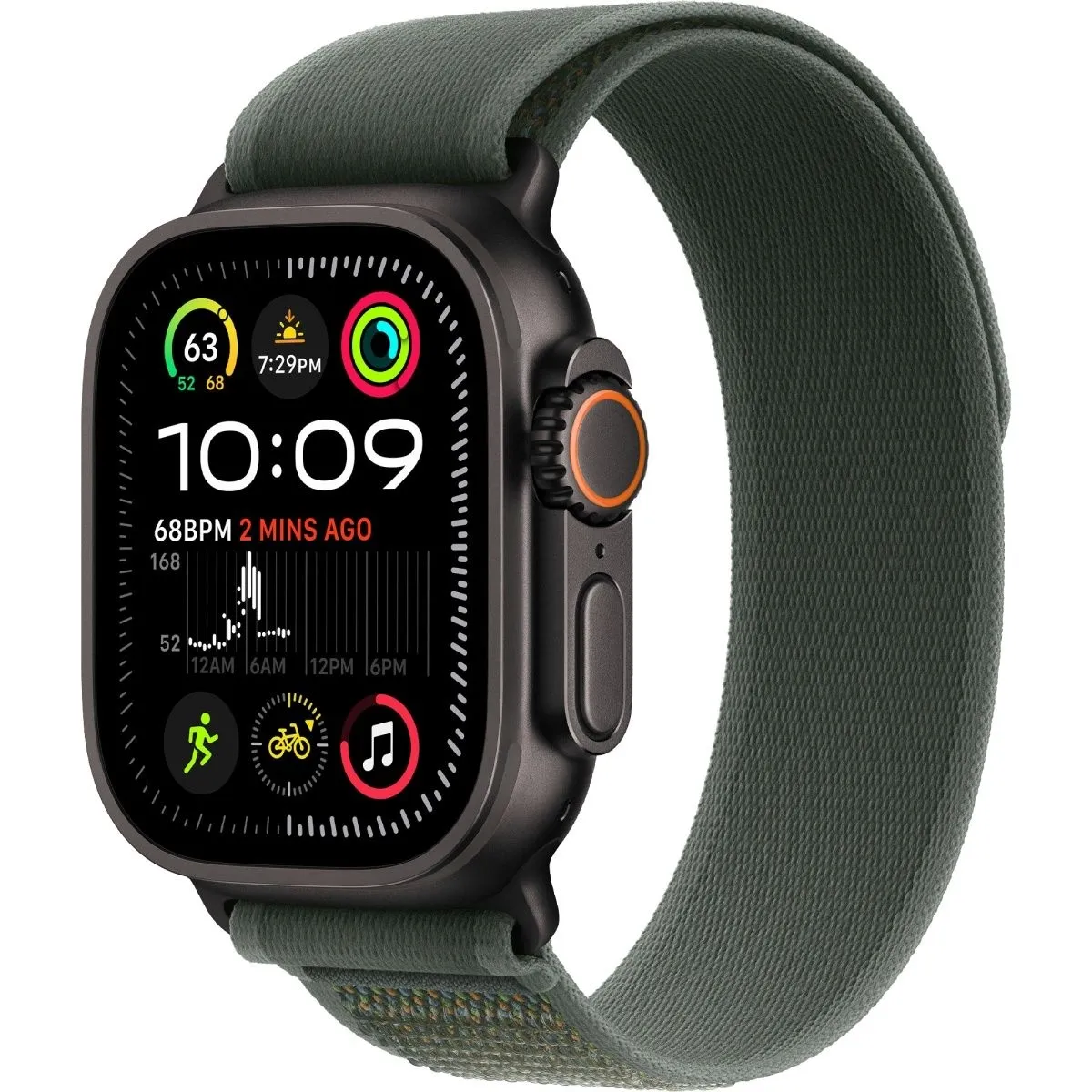 Смарт-годинник Apple Watch Ultra 2 GPS + Cellular 49mm Black Titanium Case with Green Trail Loop - S/M (MYTJ3+MYQ33)