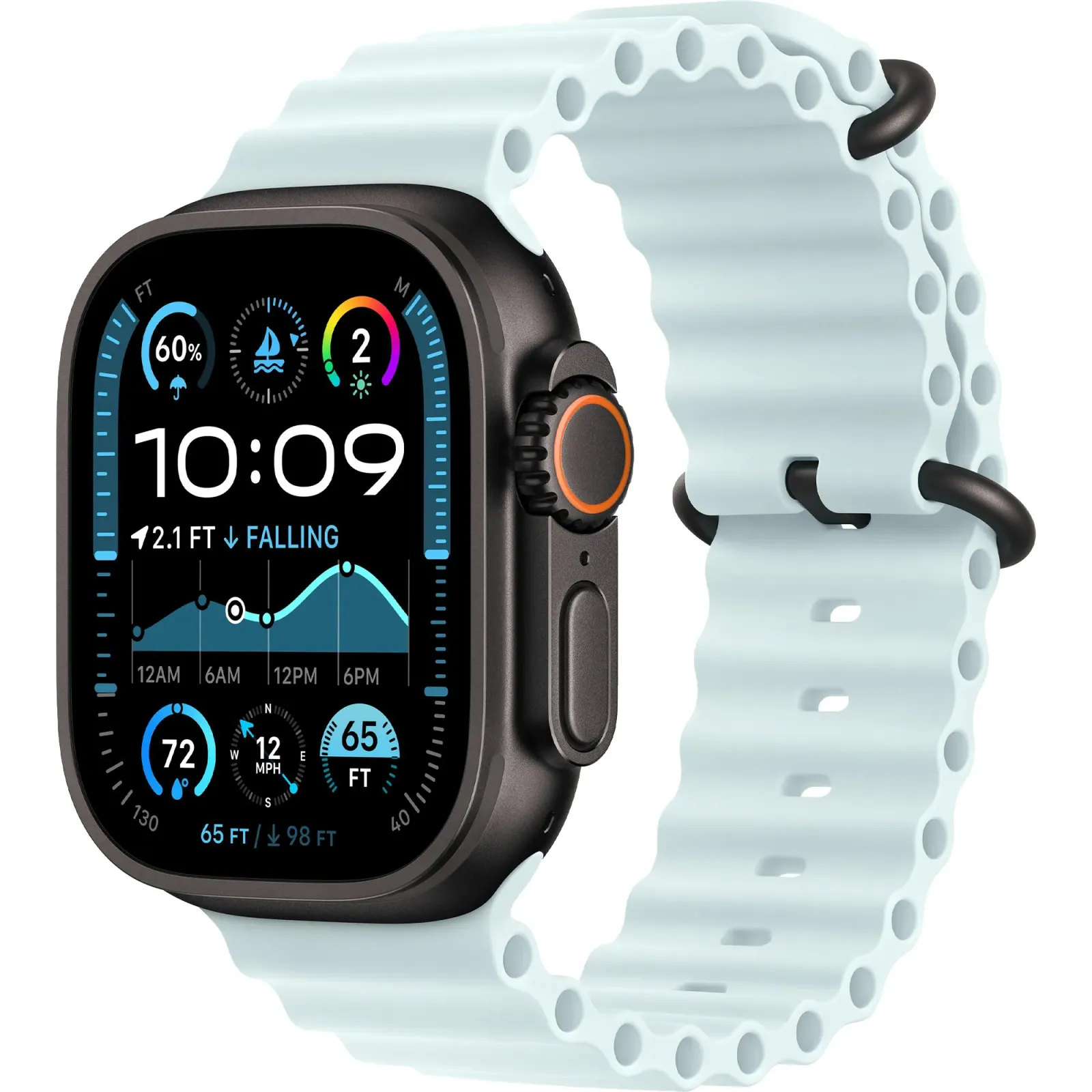 Смарт-годинник Apple Watch Ultra 2 GPS + Cellular 49mm Black Titanium Case with Ice Blue Ocean Band (MYTC3+MYP83) - Image 1