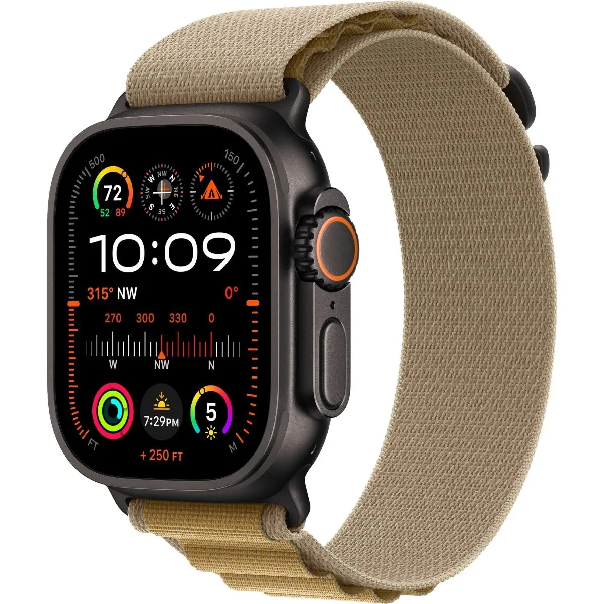 Смарт-годинник Apple Watch Ultra 2 GPS + Cellular 49mm Black Titanium Case with Tan Alpine Loop - Small (MYTF3+MYQ03)