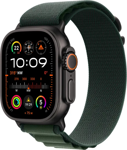 Смарт-годинник Apple Watch Ultra 2 GPS + Cellular 49mm Black Titaniun Case with Dark Green Alpine Loop - Large (MX4T3) - Image 1