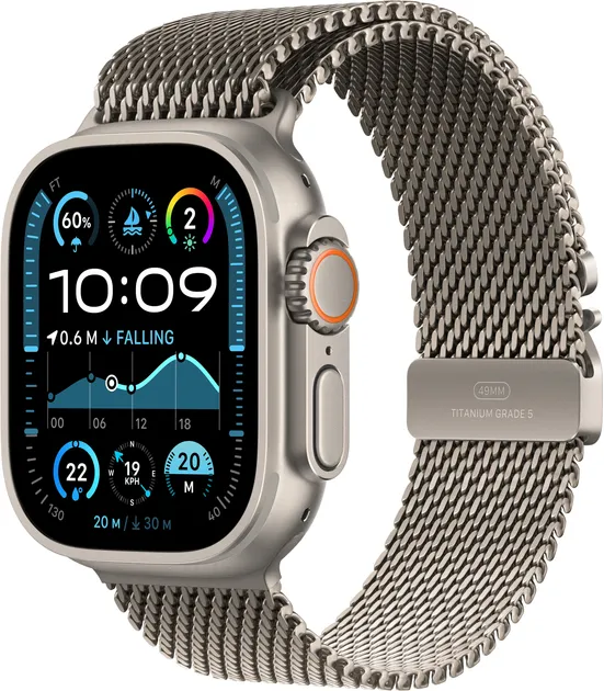 Смарт-годинник Apple Watch Ultra 2 GPS + Cellular 49mm Natural Titanium Case with Natural Titanium Milanese Loop - S (MX4M3)