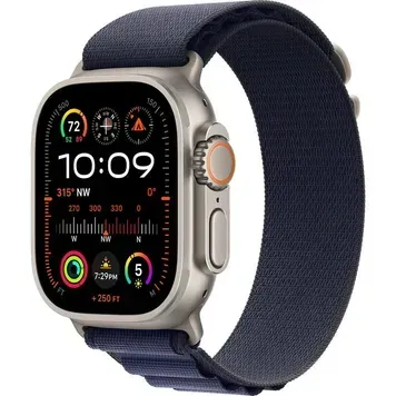 Смарт-годинник Apple Watch Ultra 2 GPS + Cellular 49mm Natural Titanium Case with Navy Alpine Loop - Large (MYT33+MXN03)