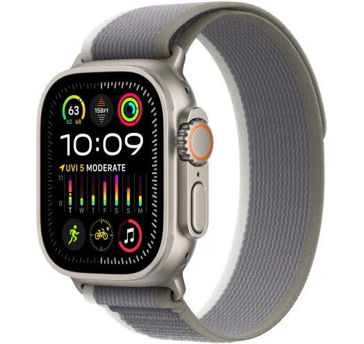 Смарт-годинник Apple Watch Ultra 2 GPS + Cellular 49mm Titanium Case with Green/Gray Trail Loop - M/L (MRF43)