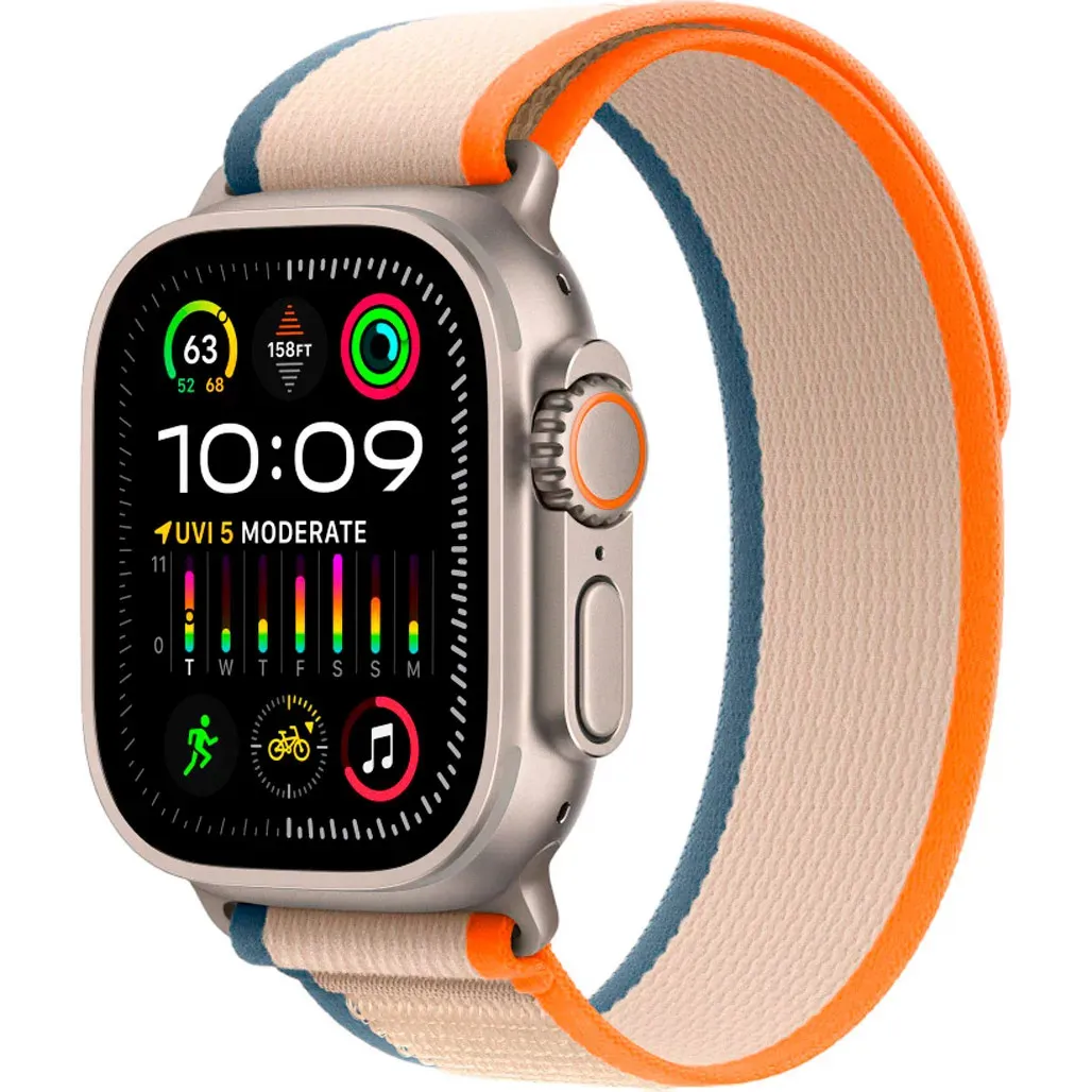 Смарт-годинник Apple Watch Ultra 2 GPS + Cellular 49mm Titanium Case with Orange/Beige Trail Loop - S/M (MRF13)