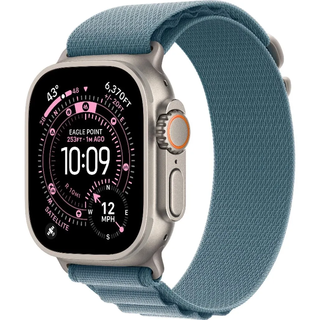 Смарт-годинник Apple Watch Ultra 3 GPS + Cellular 49mm Natural Titanium Case with Light Blue Alpine Loop - Large (MEWP4)