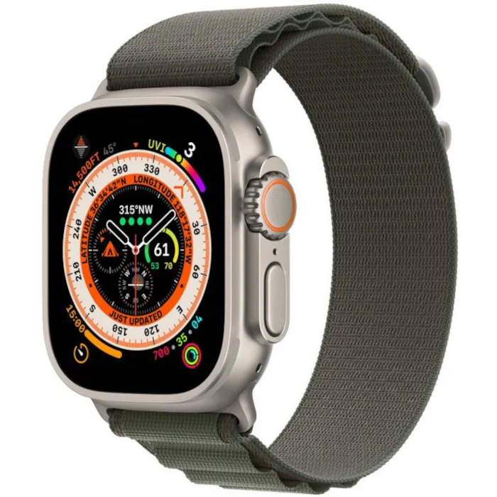 Смарт-годинник Apple Watch Ultra GPS + Cellular 49mm Titanium Case with Green Alpine Loop S (MNHJ3/MNHC3/MNHQ3)