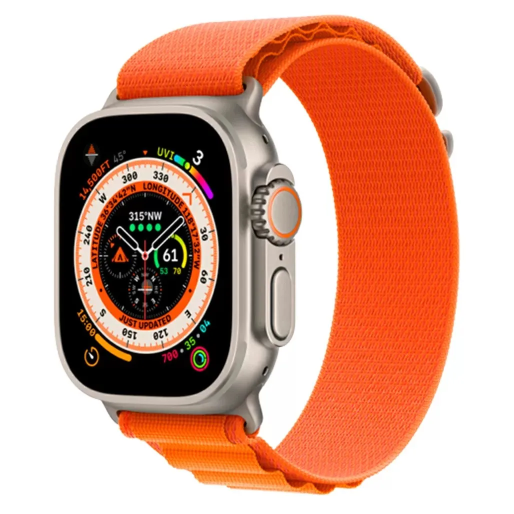 Смарт-годинник Apple Watch Ultra GPS + Cellular 49mm Titanium Case with Orange Alpine Loop - Large (MQEV3/MQFM3) - Image 1