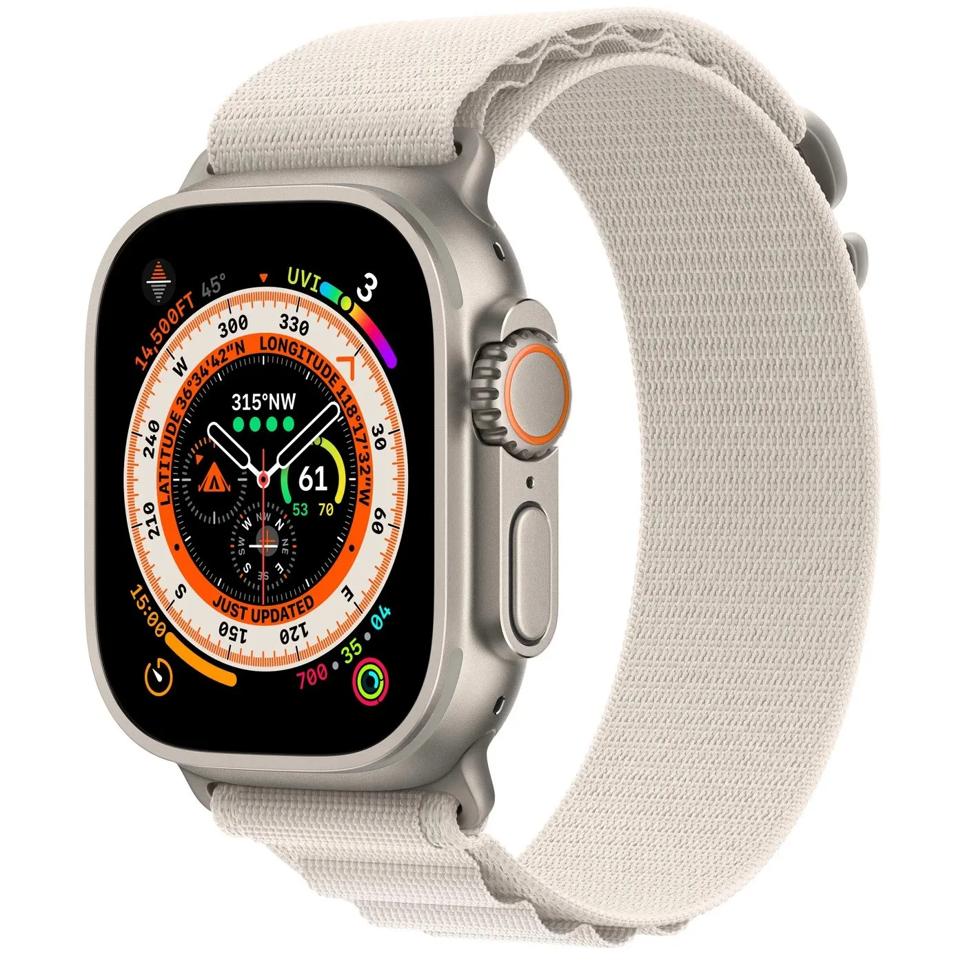 Смарт-годинник Apple Watch Ultra GPS + Cellular 49mm Titanium Case with Starlight Alpine Loop - Small (MQEY3/MQFQ3) - Image 1