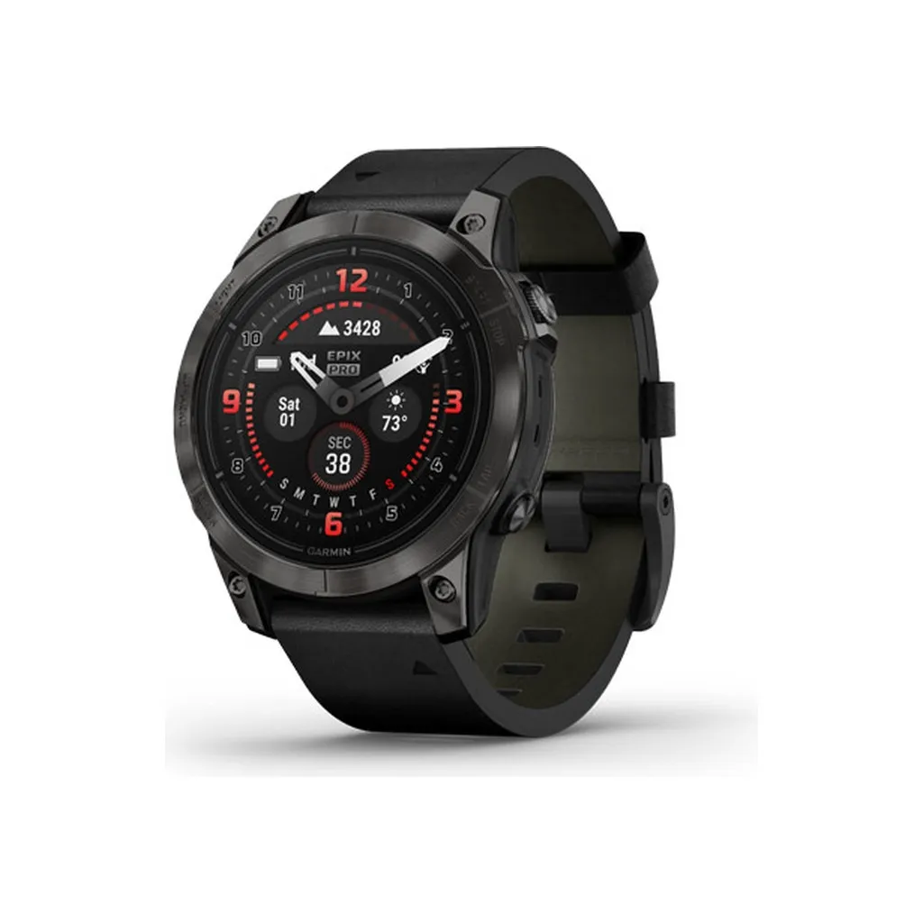 Смарт-годинник Garmin Epix Pro Gen 2 Sapphire 47mm Carbon G. DLC Tit. with B. Leather Band (010-02803-30)