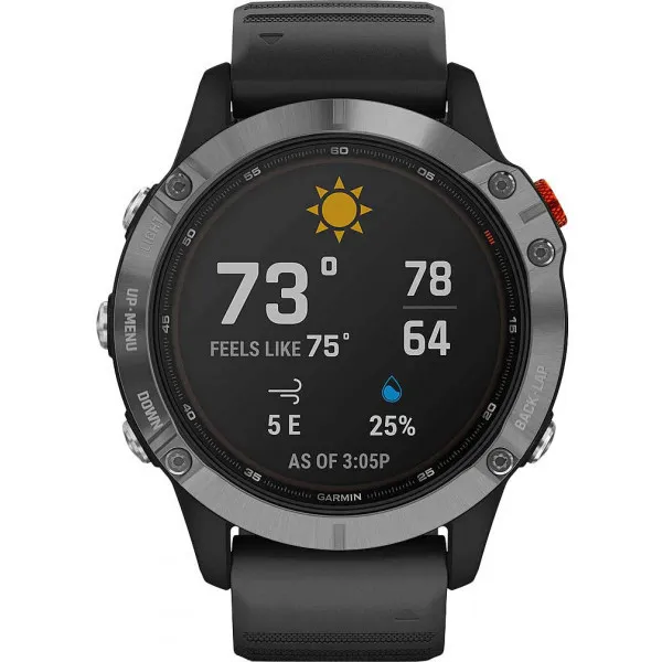 Смарт-годинник Garmin Fenix 6 Solar Silver with Black band (010-02410-00)