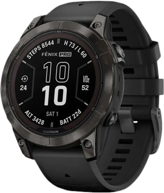 Смарт-годинник Garmin Fenix 7 Pro Sapphire Solar Carbon G. DLC Tit. with Black Band (010-02777-10/11/54)