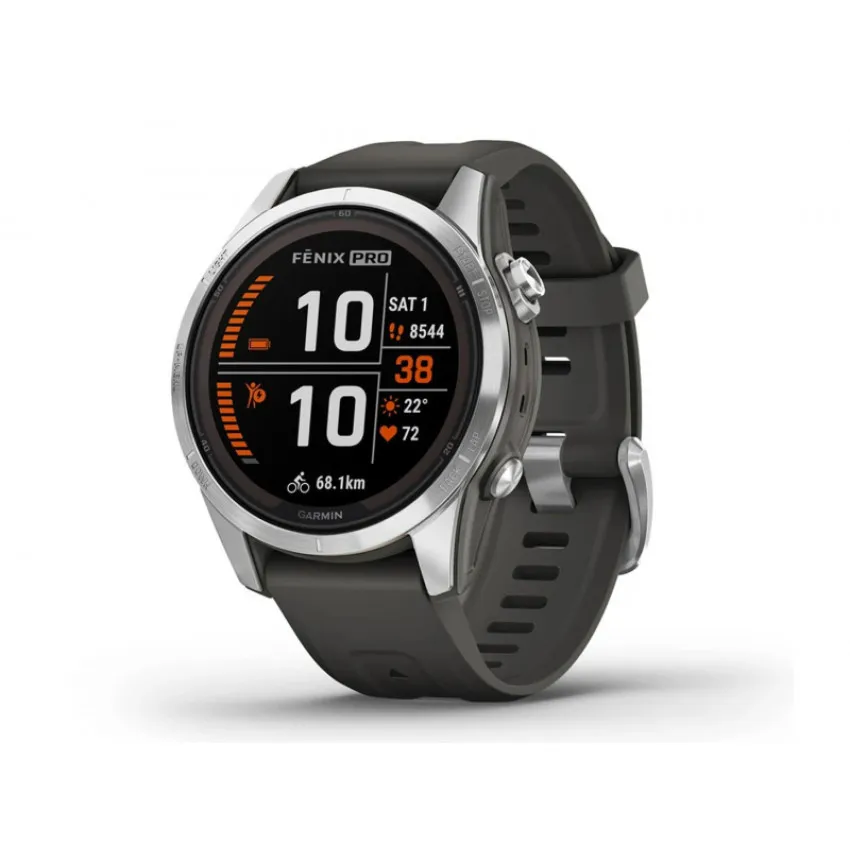 Смарт-годинник Garmin Fenix 7S Pro Solar Silver w. Graphite Band (010-02776-00/01)
