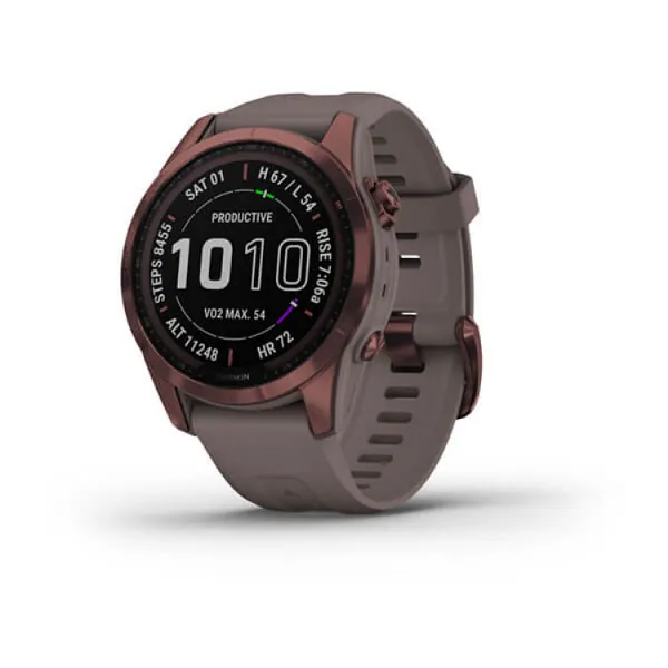 Смарт-годинник Garmin Fenix 7S Sapphire Solar Dark Bronze Titanium w. Shale G. Band (010-02539-28/29) - Image 1