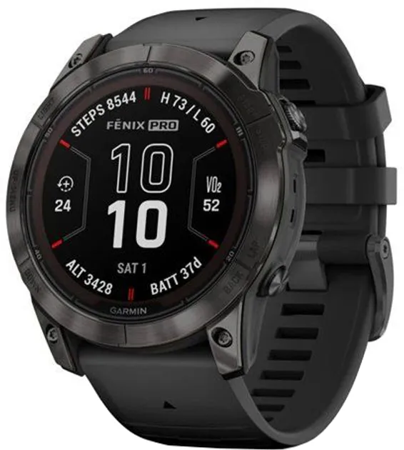Смарт-годинник Garmin Fenix 7X Pro Sapphire Solar Carbon G. DLC Tit. with Black Band (010-02778-10/11) - Image 1