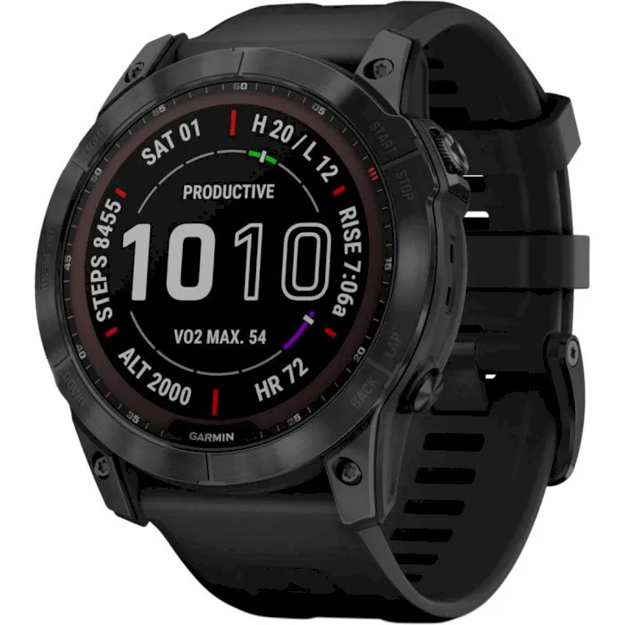 Смарт-годинник Garmin fenix 7X Sapph Sol Black DLC Ti Black Band GPS (010-02541-23)