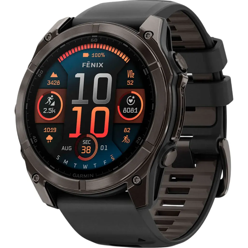 Смарт-годинник Garmin Fenix 8 47mm AMOLED Sapphire Carbon Gray DLC Titanium with Black/Pebble Gray Sport Band (010-02904-20/21) - Image 1