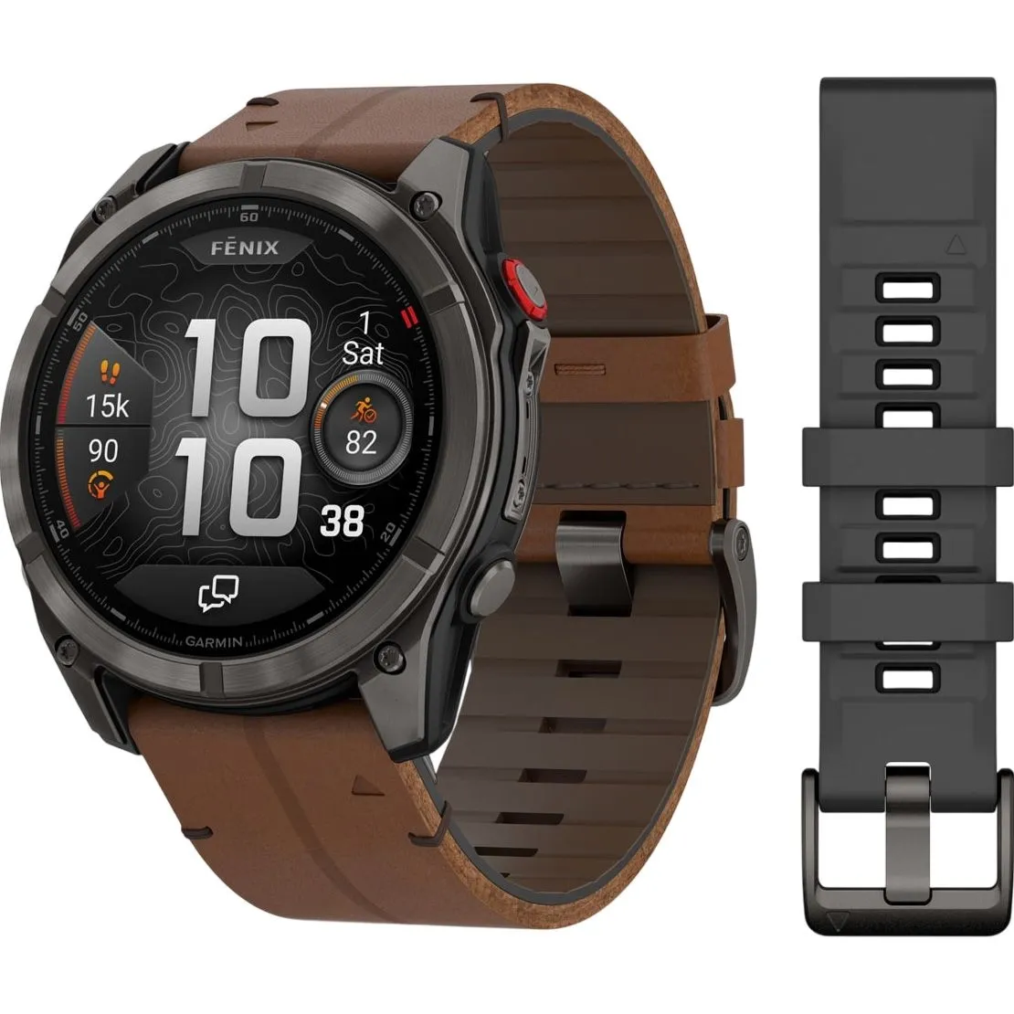 Смарт-годинник Garmin Fenix 8 Pro 51 mm AMOLED Carbon Gray DLC Titanium with Chestnut Leather Band (010-03199-40)