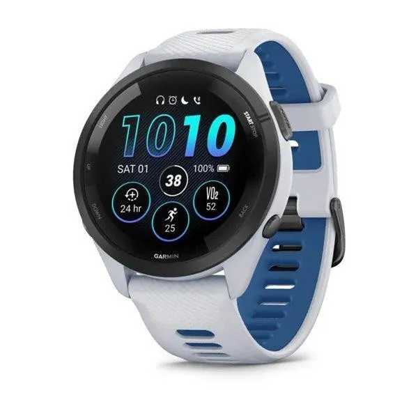 Смарт-годинник Garmin Forerunner 265 Black Bezel with Whitestone Case and Whitestone/Tidal Blue Silicone Band (010-02810-51)