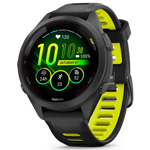 Смарт-годинник Garmin Forerunner 265S Black Bezel and Case with Black/Amp Yellow Silicone Band (010-02810-03/13) - Image 1