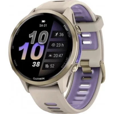 Смарт-годинник Garmin Forerunner 970 Soft Gold Titanium with French Gray Case and French Gray/Translucent Indigo Band (010-02969-02/12)
