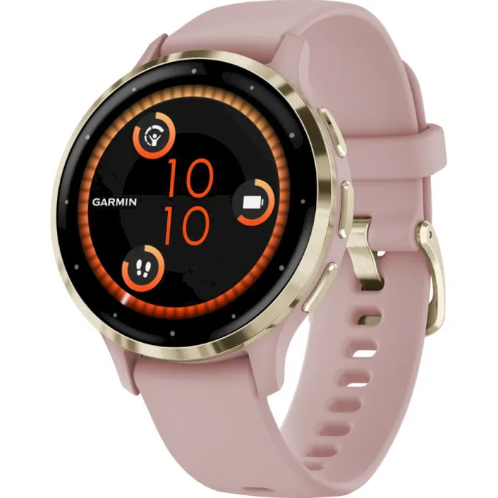 Смарт-годинник Garmin Venu 3S Soft Gold S. Steel Bezel w. Dust Rose Case and S. Band (010-02785-03/53)